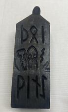 EMPTY Wood Bottle Black Tiki Bar Decor Dry Tar Pits Carved Skull Art w Top RARE picture