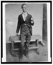 Photo:Full-length of a man in front of a wooden bench,1890-1910 picture