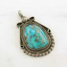 Vintage Native American Turquoise Morenci Sterling Silver Pendant picture