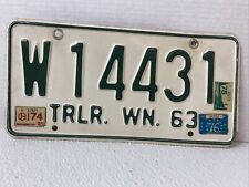 1963 Washington Trailer License Plate W-14431 Collectible Bicentennial Tags picture