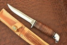 VINTAGE CASE XX USA 1965-1979 STACKED LEATHER FIXED BLADE KNIFE STAINLESS (16351 picture