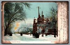 Postcard Montreal PQ c1905 Sherbrooke Street in Winter Split Ring Danville CDS picture