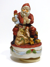 Santa Claus With Toys Ceramic Vintage Rotating Music Box Plays 