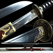 59'' Sharp Miao Dao Broadsword Chinese Saber Folded Steel Dragon Scale Fittings picture
