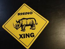 Rhino  Rhinoceros  Large 16 inches point to point Yellow Crossing Sign  picture