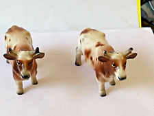 Vintage RELCO Style Ceramic Brown & White Cow Salt & Pepper Shaker Set c. 1960's picture