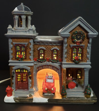 Holiday Time Christmas Village Town Fire Station House 2014 Bell Tower picture