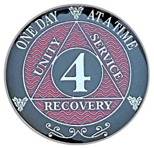 AA 4 Year Coin, Silver Color Plated Medallion, Alcoholics Anonymous Coin picture