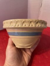 VTG EARLY MCCOY SMALL 5.5 INCH YELLOW WARE PINK BLUE STRIPE BOWL PIE CRUST EDGE picture
