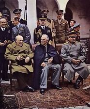 COLOR WW2  Photo, Churchill Roosevelt Stalin Yalta Conference 1945 World War Two picture