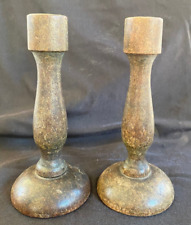 Antique Pair Candle Stick Holders Turned Wood  Vintage, 6