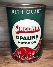Empty Vtg. 1 Qt. Sinclair Opaline Motor Oil Can-Red Dino/Copper Lids L👀K Now picture