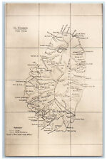 c1910 St. Vincent West Indies Map View Unposted Antique Grid Lines Postcard picture