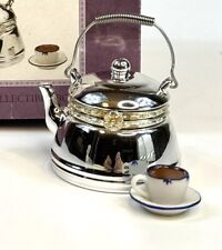 Cooking Club Of America Hinged Trinket Box Little Teapot Kettle & Cup RARE picture