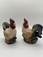 Gorgeous Colorful Rooster Salt & Pepper Shakers Vintage Jay Imports 1990s picture