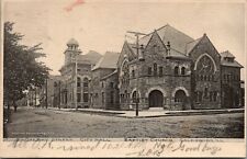 Galesburg Illinois~South Cherry Street~City Hall~First Baptist Church~1903 B&W picture