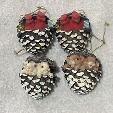 4 Vintage Woodland Pinecone Christmas Tree Ornaments picture