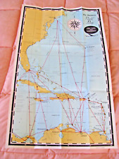 VINTAGE PAN AM PAN AMERICAN  AIRLINES FLIGHT MAP 1958 NEW YORK & CARIBBEAN ART picture