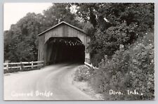 Vintage RPPC Real Photo Covered Bridge Dora Indiana IN Postcard picture