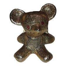 Vintage Rare Metal Red Jewel Eyes Card Holder Teddy Bear Or Koala Heavy picture