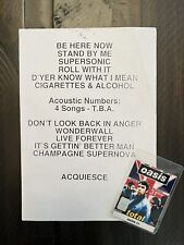 Oasis 1998 setlist and 2008 AAA Pass Rare picture