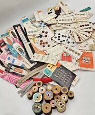 Huge Lot Vintage Buttons Cards Zippers Wood Spool Thread Snaps picture