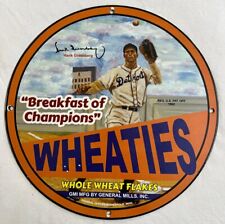 RARE WHEATIES BREAKFAST OF CHAMPIONS HANK GREENBERG PORCELAIN GAS OIL PUMP SIGN picture
