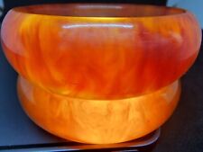 Antique Amber Bakelite Cherry Butterscotch 2 Bangles Veined Marble Rare Old 87 g picture
