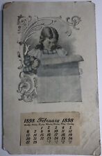 Vintage 1898 Lithograph Calendar Child Reading No 4207 picture
