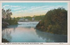 South Meriden, CT: Dam Of Hanover Pond From Bridge - Vtg Connecticut Postcard picture