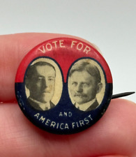 Antique 1916 Vote for Woodrow Wilson & Marshall America First Campaign Button picture