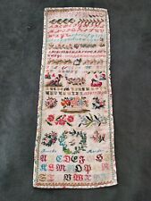 antique rare silk embroidery sampler needlework needlepoint sampler panel it1049 picture