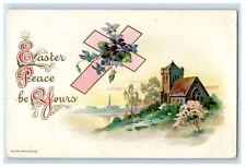 c1910's Easter Peace Cross Pansies Flowers House View Embossed Antique Postcard picture