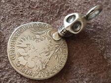 ANTIQUE 1805 MEMENTO MORI SKULL PENDANT Silver coin with double-headed eagle picture