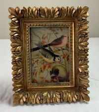 Vintage Antique Framed Victorian Litho Ephemera, Two Birds In Branches picture