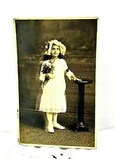RPPC Real Photo Postcard Lovely Young Lady Veil Flowers Dress Studio Photograph picture