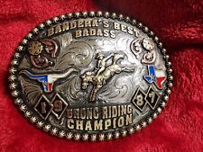 CHAMPION TROPHY BELT BUCKLE BRONC RIDING PRO RODEO☆BANDERA TEXAS☆1987☆RARE☆653 picture