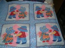 Vtg 70s Novelty Calico Sunbonnet Sue Sam Baby Quilt Sew Fabric Panel 26x24 #514 picture