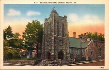 Emanuel Episcopal Church Bristol VA Virginia Sunset Linen Postcard VTG UNP picture