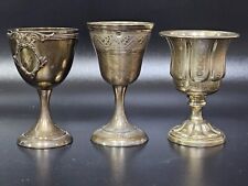 Antique 19 century 3 French silver goblets decorated with engravings and carving picture