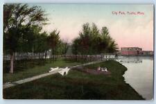 Austin Minnesota MN Postcard City Park Trees Path Walk Scenic View 1908 Antique picture