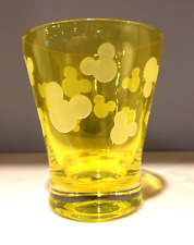 RARE: Vintage Disney Mickey Mouse Frosted Etched Cup, Yellow, Mouse Ears picture