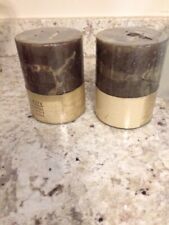 Vintage Faroy Pillar Candle Pair Green 3 x 4 Two picture