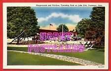 PLAYGROUND & PAVILLION,TOWNSHIP PARK, LAKE ERIE,CONNEAUT, OH~LINEN postcard~1949 picture
