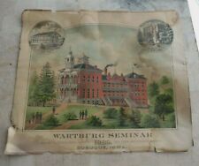 1889 RARE Wartburg Seminar Seminary  Dubuque Iowa Milwaukee Lithograph Antique  picture