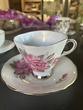 VTG Clarence Bone China Footed Teacup And Saucer From England Pattern 1611-52 picture