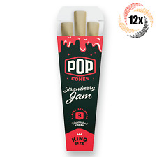 12x Packs Pop Strawberry Jam Cones | 3 Cones Each | King Size | + 2 Free Tubes picture