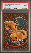 1999 Topps Pokémon T.V. Charizard #6 PSA Mint 9 Foil flames  BLACK TOPPS LOGO picture