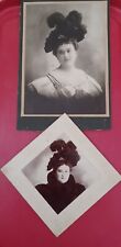 Cabinet Card Wealthy Lady Fancy Hat Fur Coat Lot Of 2 Troy, NY picture
