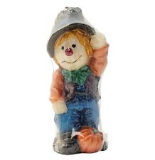 Vintage 2000s Scarecrow With Pumpkin Candle Decor NOS Halloween Thanksgiving  picture
